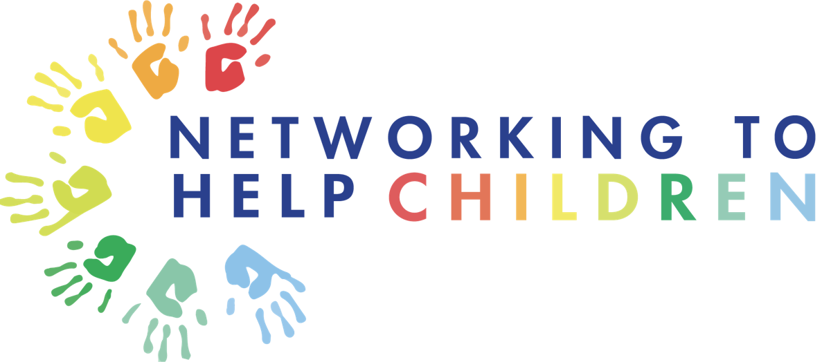 Networking To Help Children logo with five colorful handprints